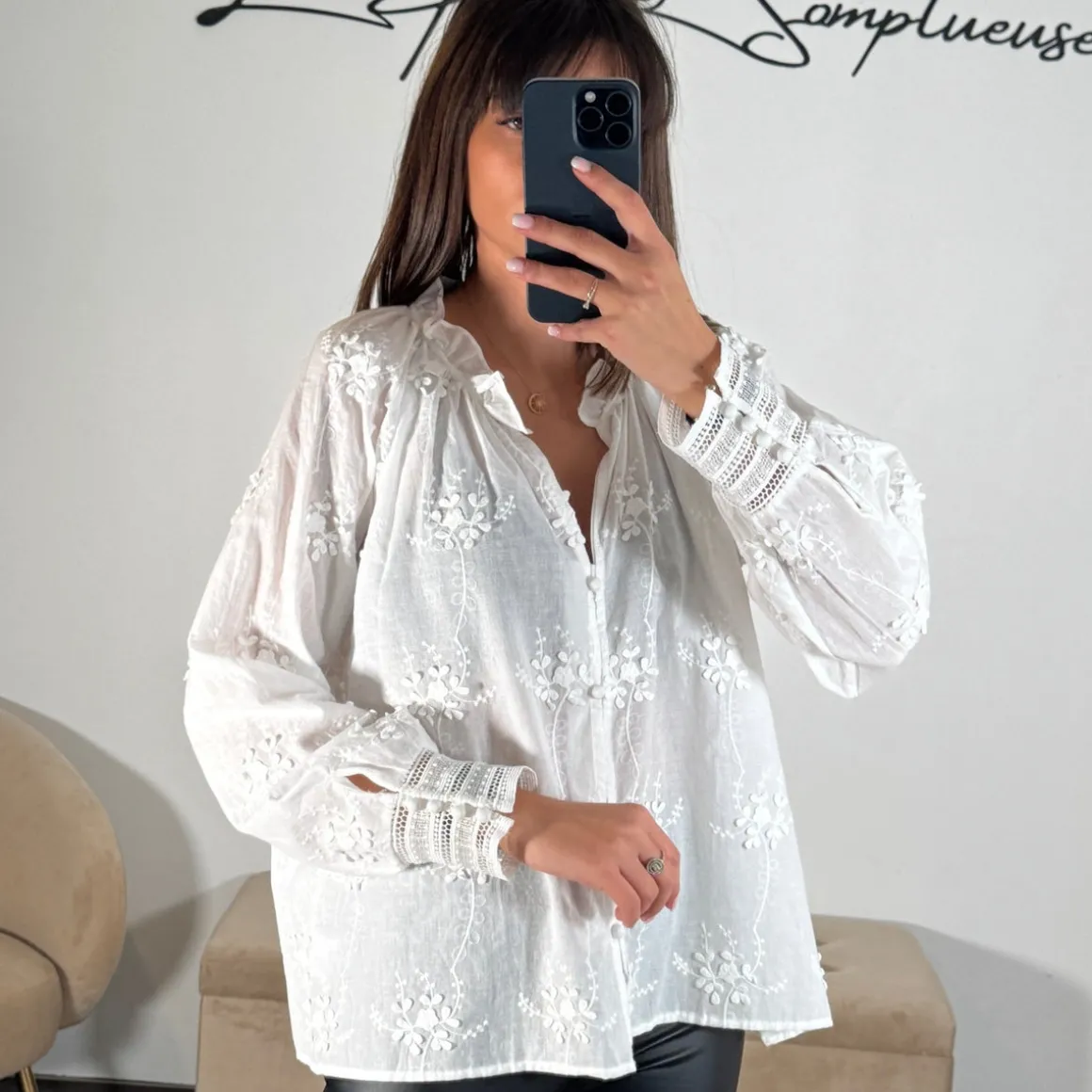 BLOUSE BLANCHE BRODEE CASSY