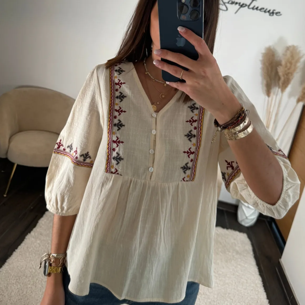BLOUSE EN LIN INDIA