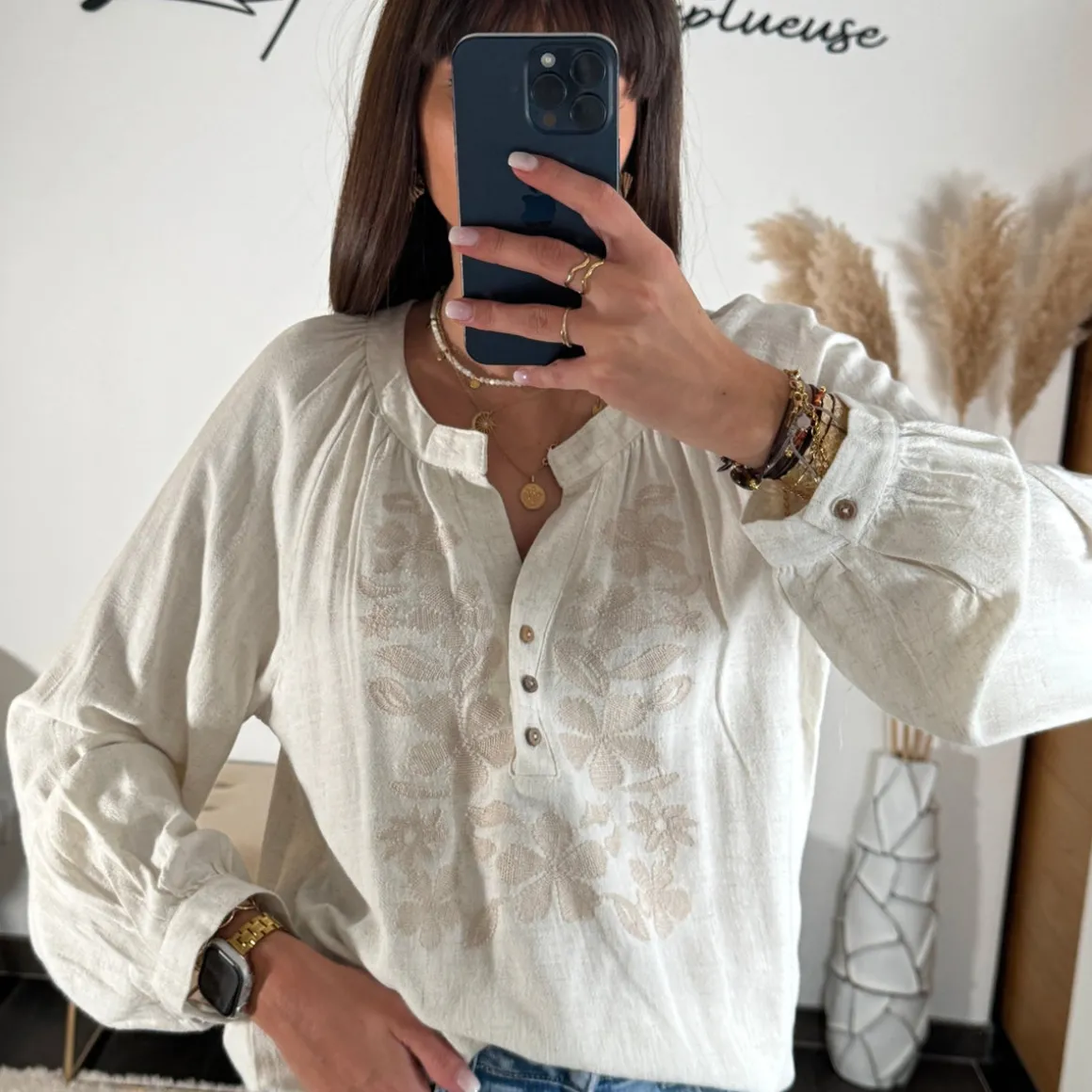 BLOUSE LIN BEIGE SANA