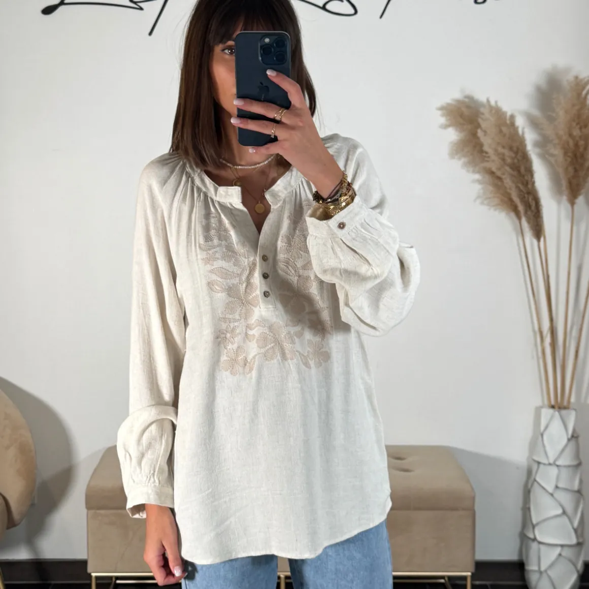 BLOUSE LIN BEIGE SANA