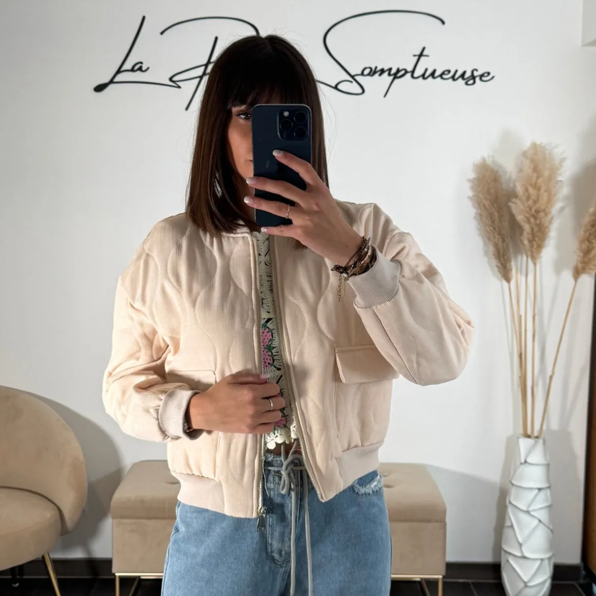 BOMBERS BEIGE MATELASSE THEO