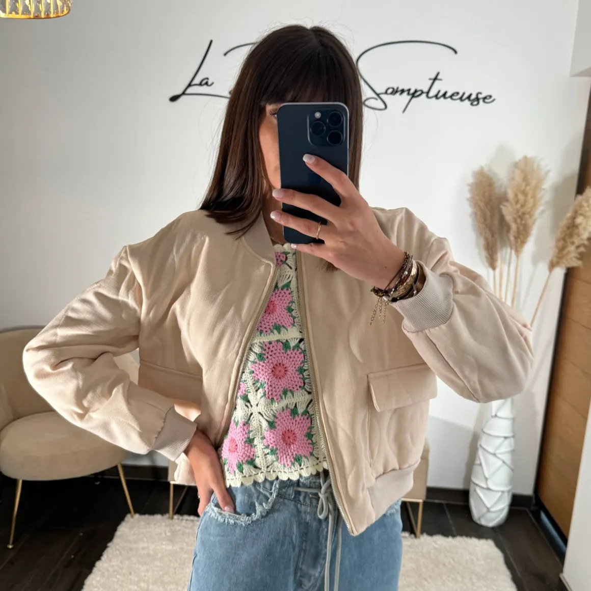 BOMBERS BEIGE MATELASSE THEO