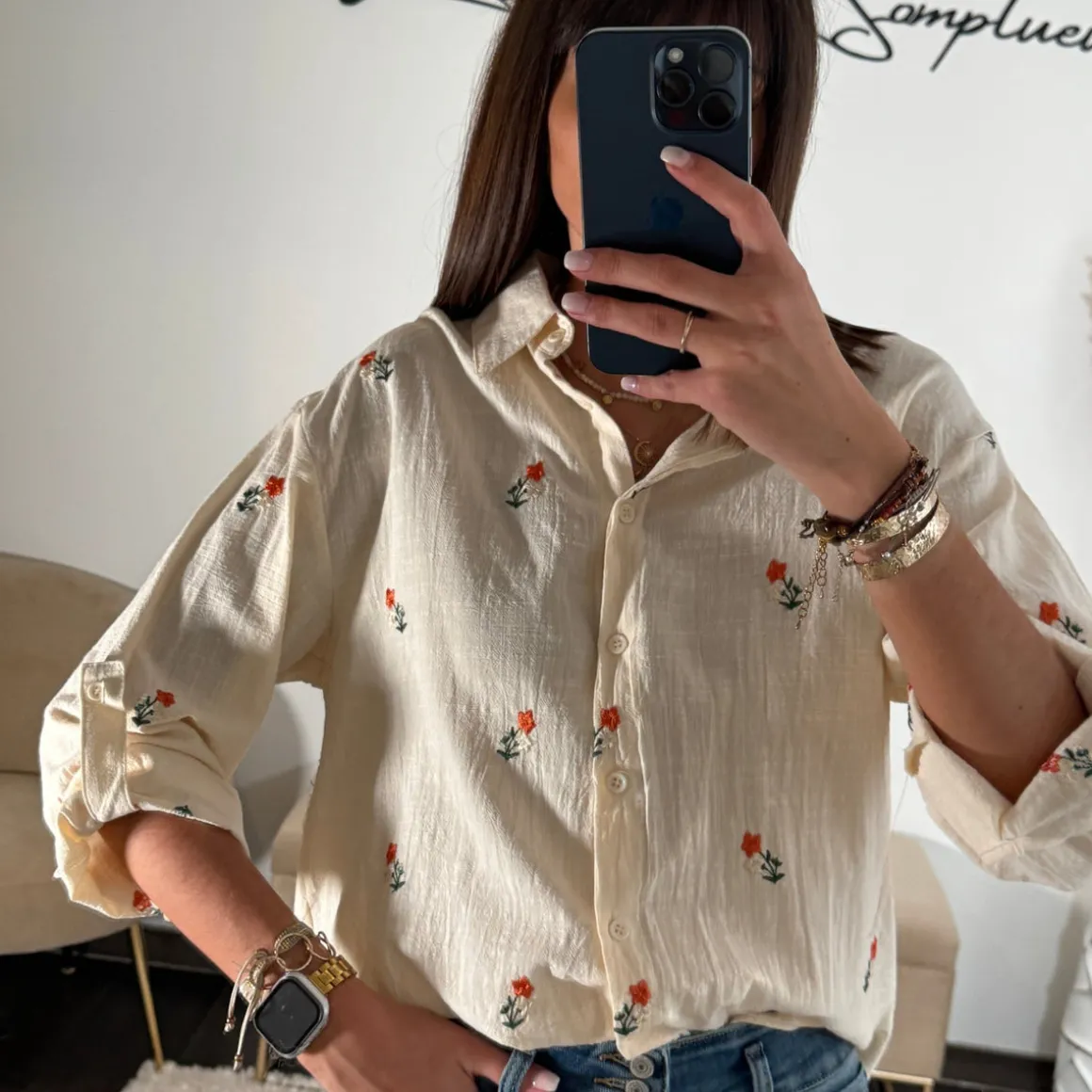 CHEMISE BEIGE FLORA