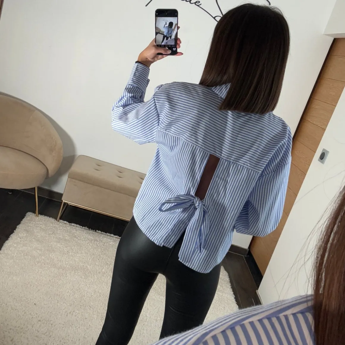 CHEMISE DOS NU RAYE BLEU LOUNA