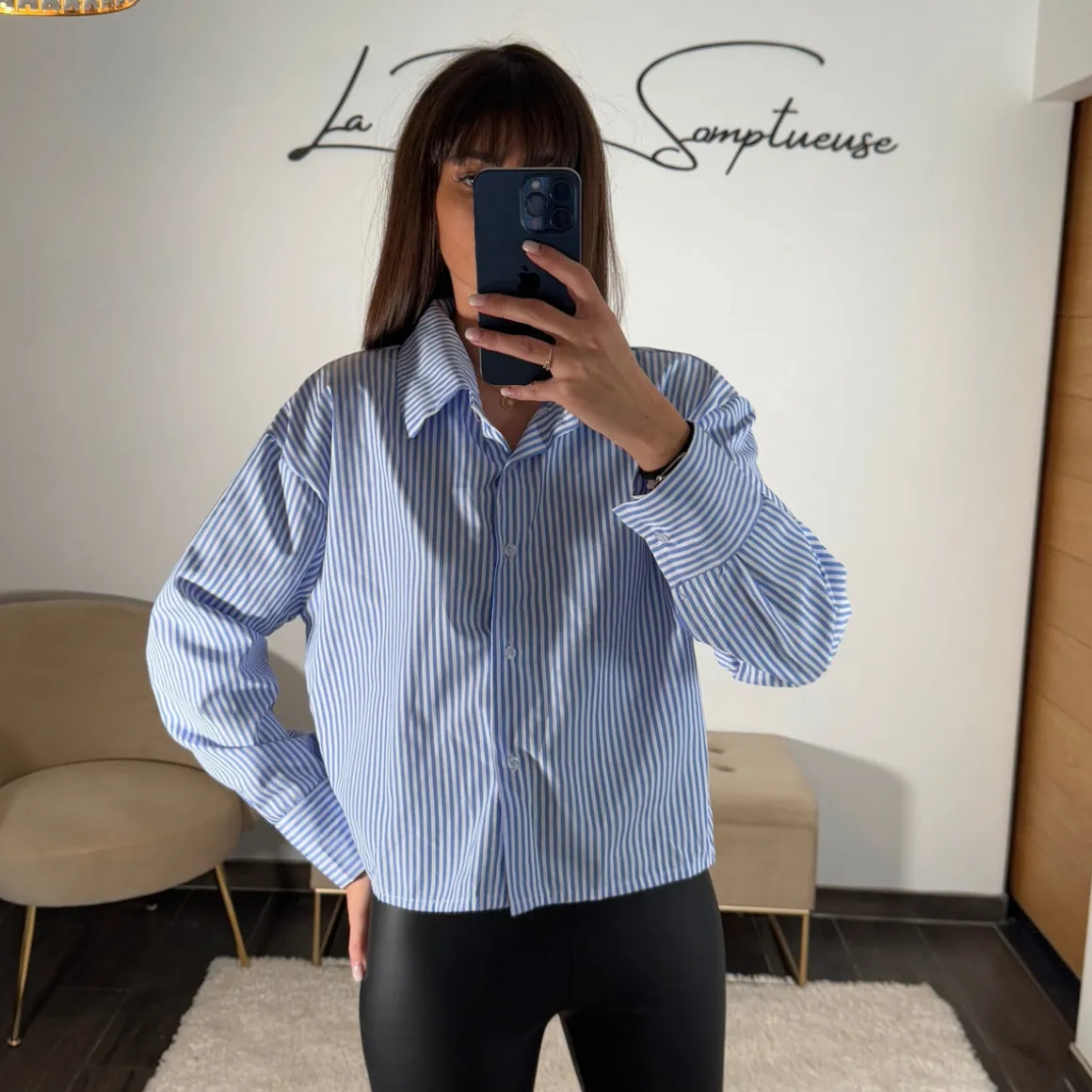 CHEMISE DOS NU RAYE BLEU LOUNA