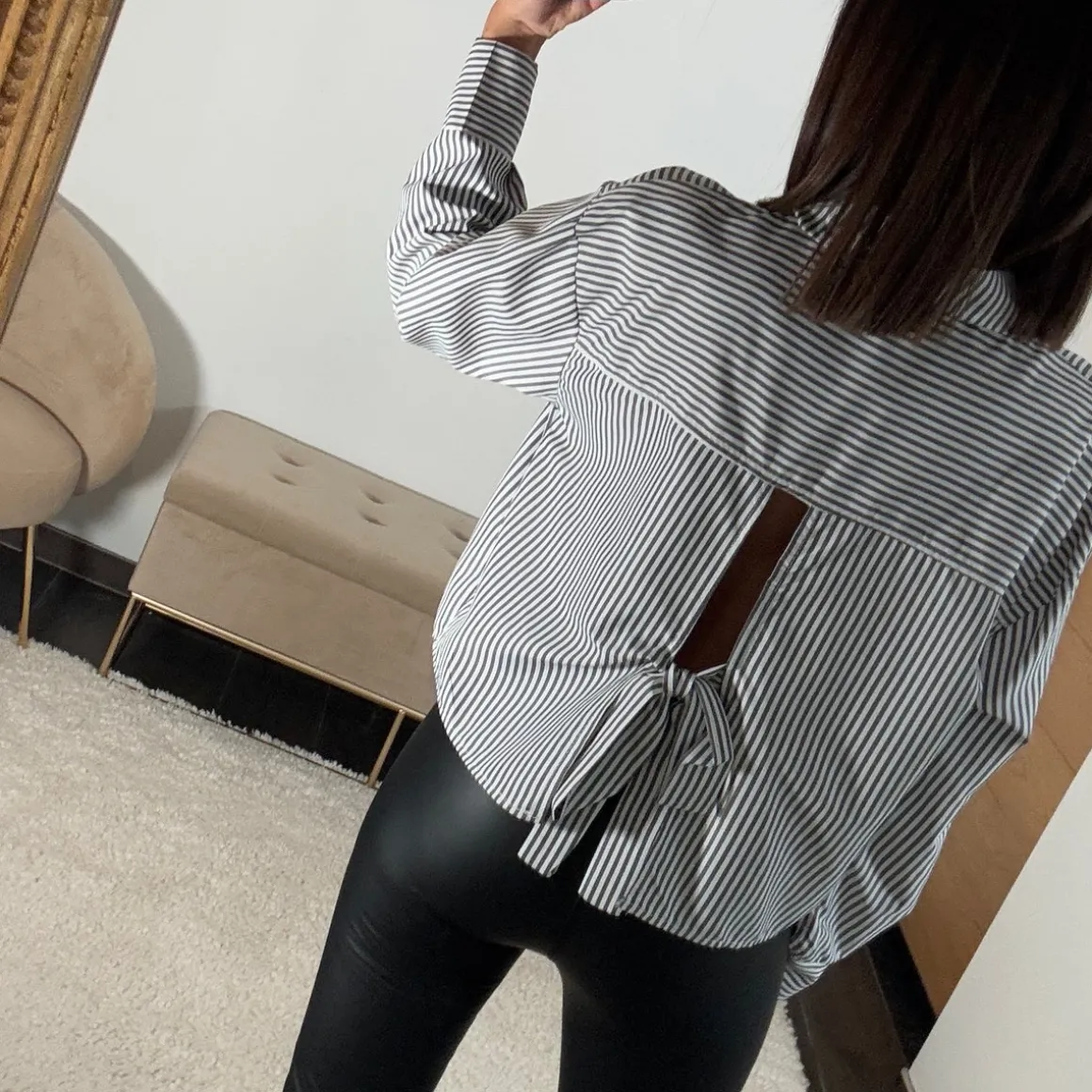 CHEMISE DOS NU RAYE GRISE LOUNA
