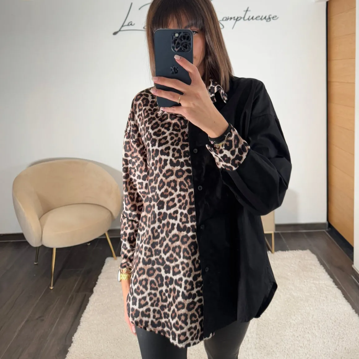 CHEMISE LEOPARD ET NOIR TRECY