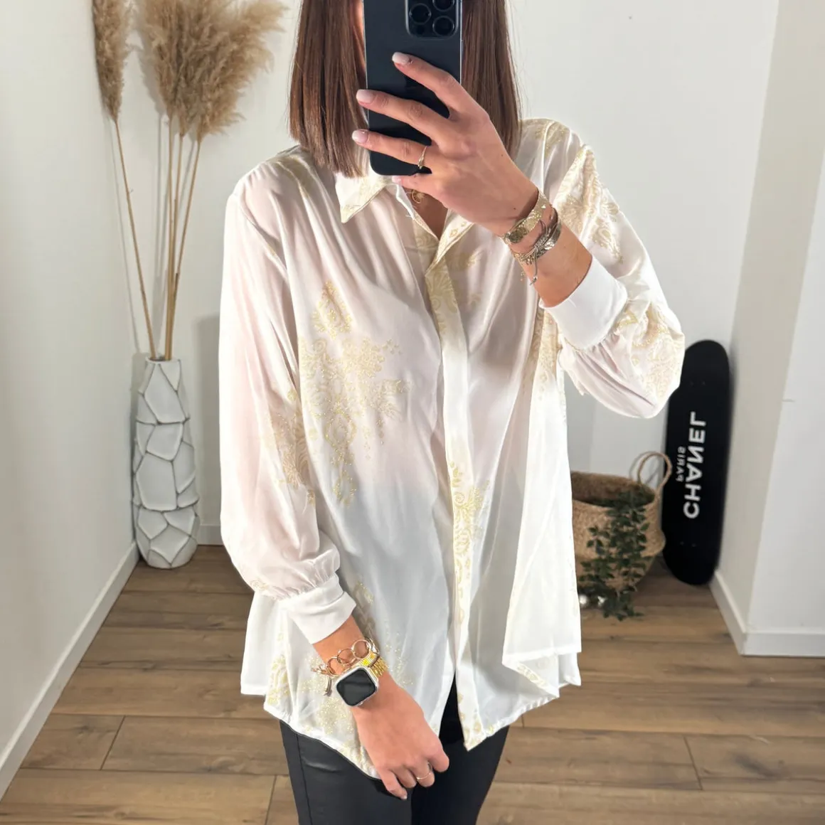CHEMISIER BLANC ET DOREE ALIA