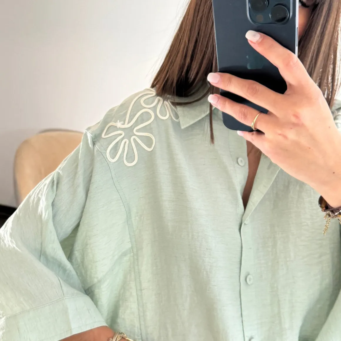CHEMISIER FLOWER VERT EDA