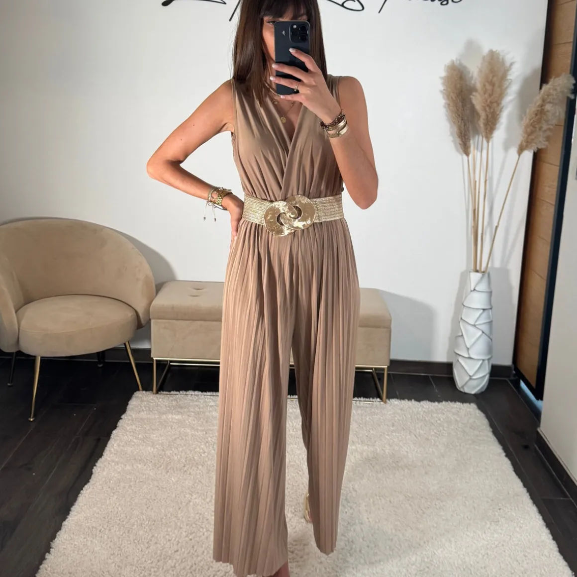COMBINAISON CAMEL/BEIGE GLAMY