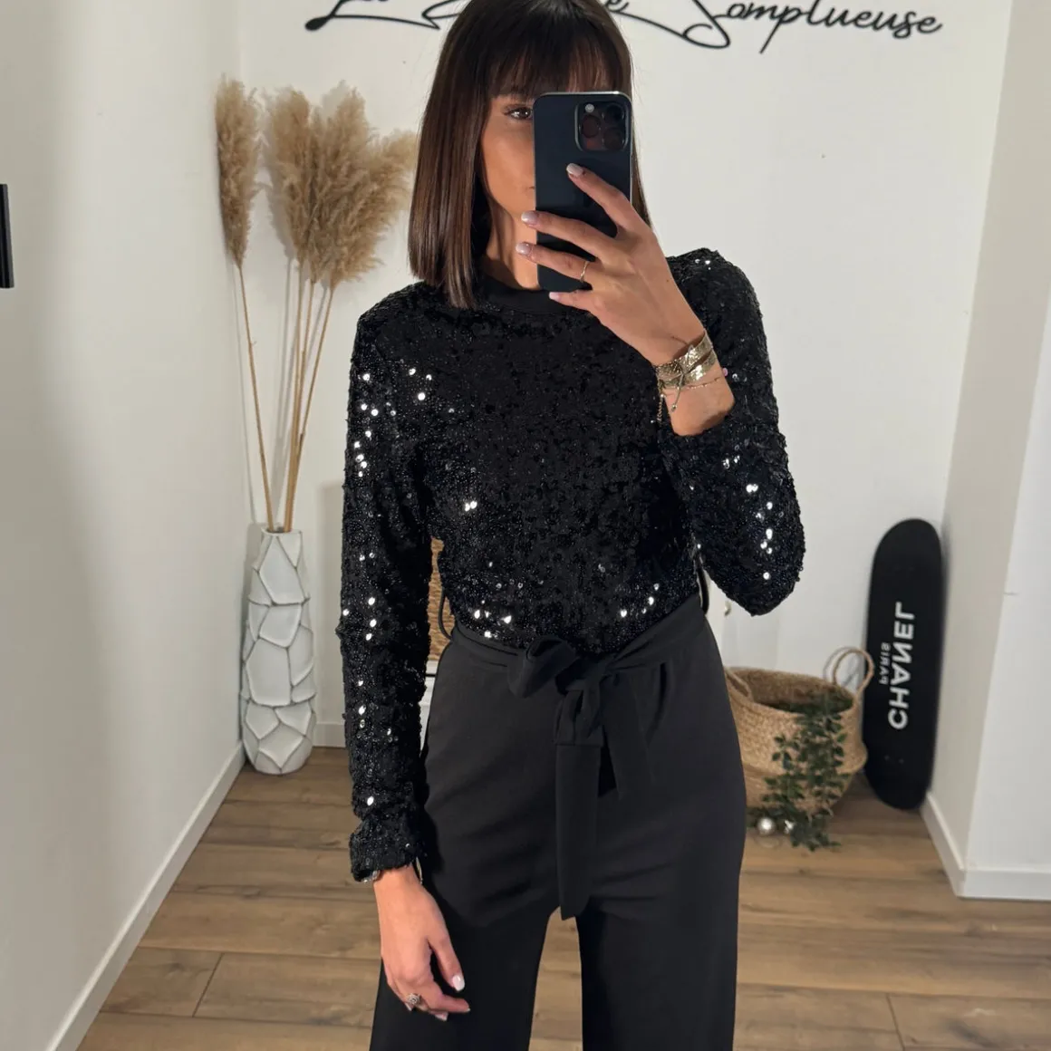 COMBINAISON NOIRE PAILLETE EDITH
