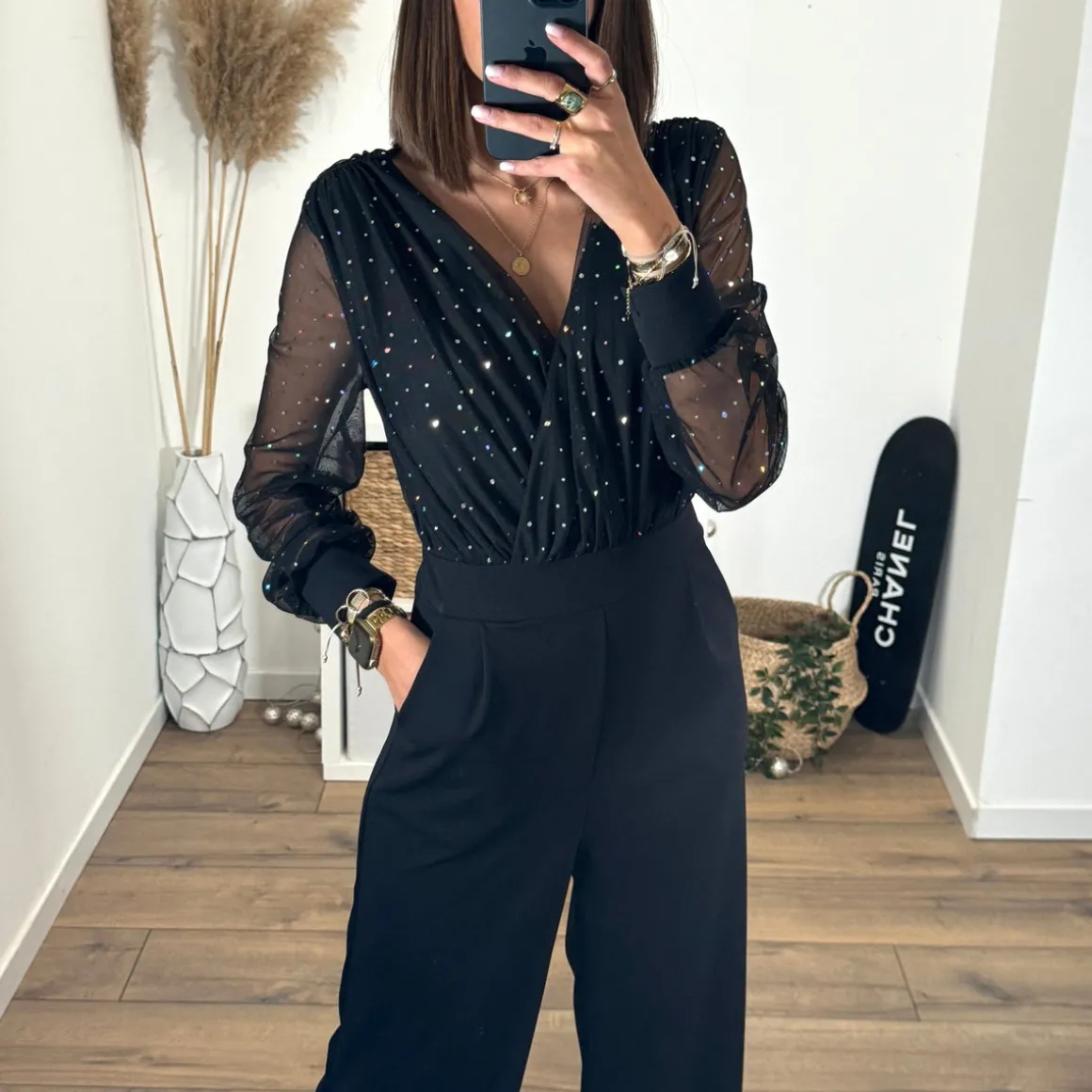 COMBINAISON NOIRE PAILLETTES ELOISE