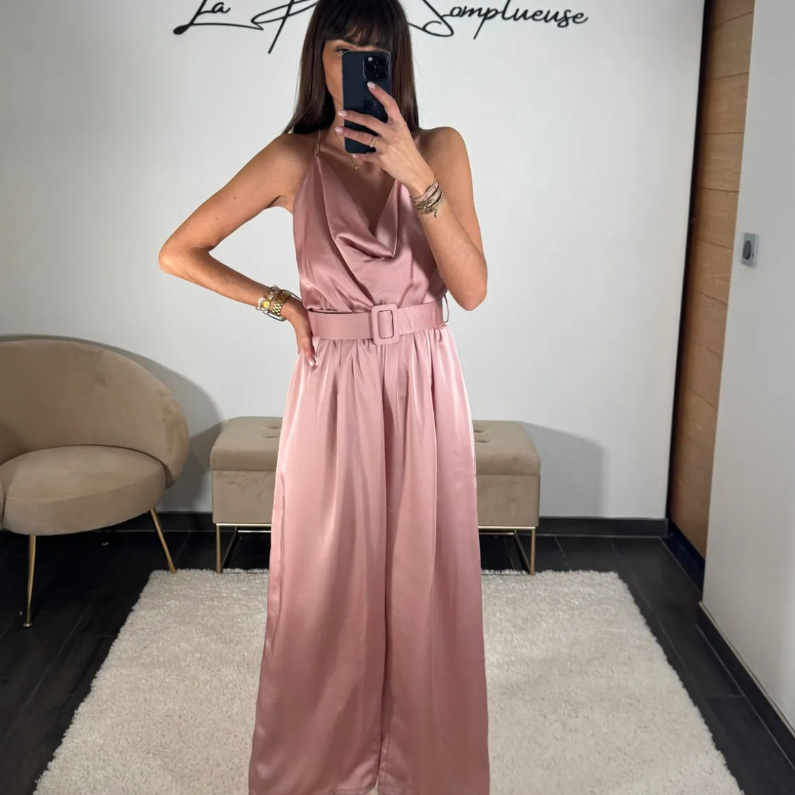 COMBINAISON SATIN ROSE LOLA