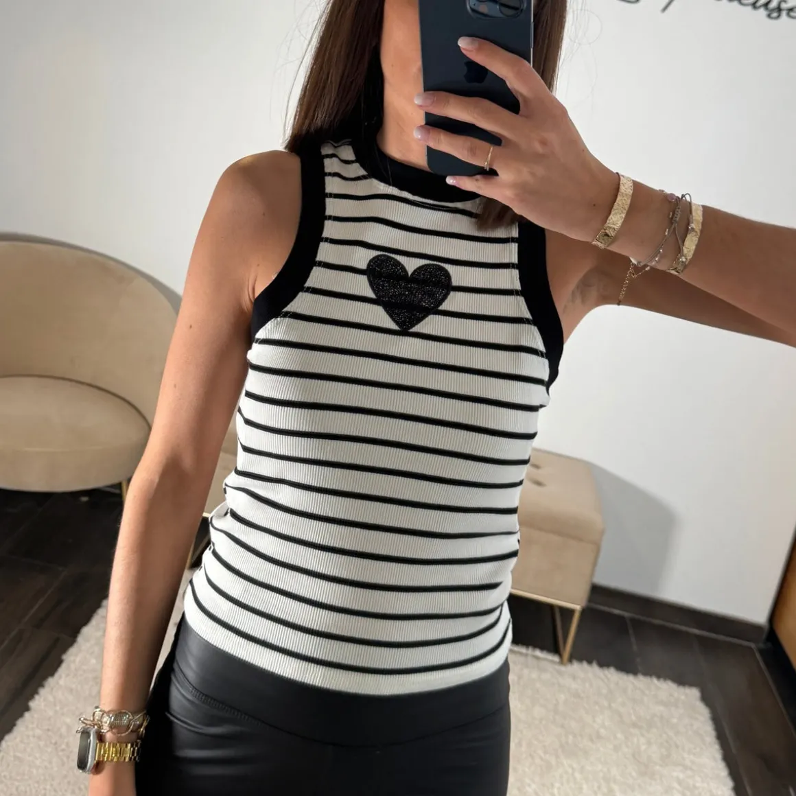 DEBARDEUR BLANC COEUR NOIR JOY