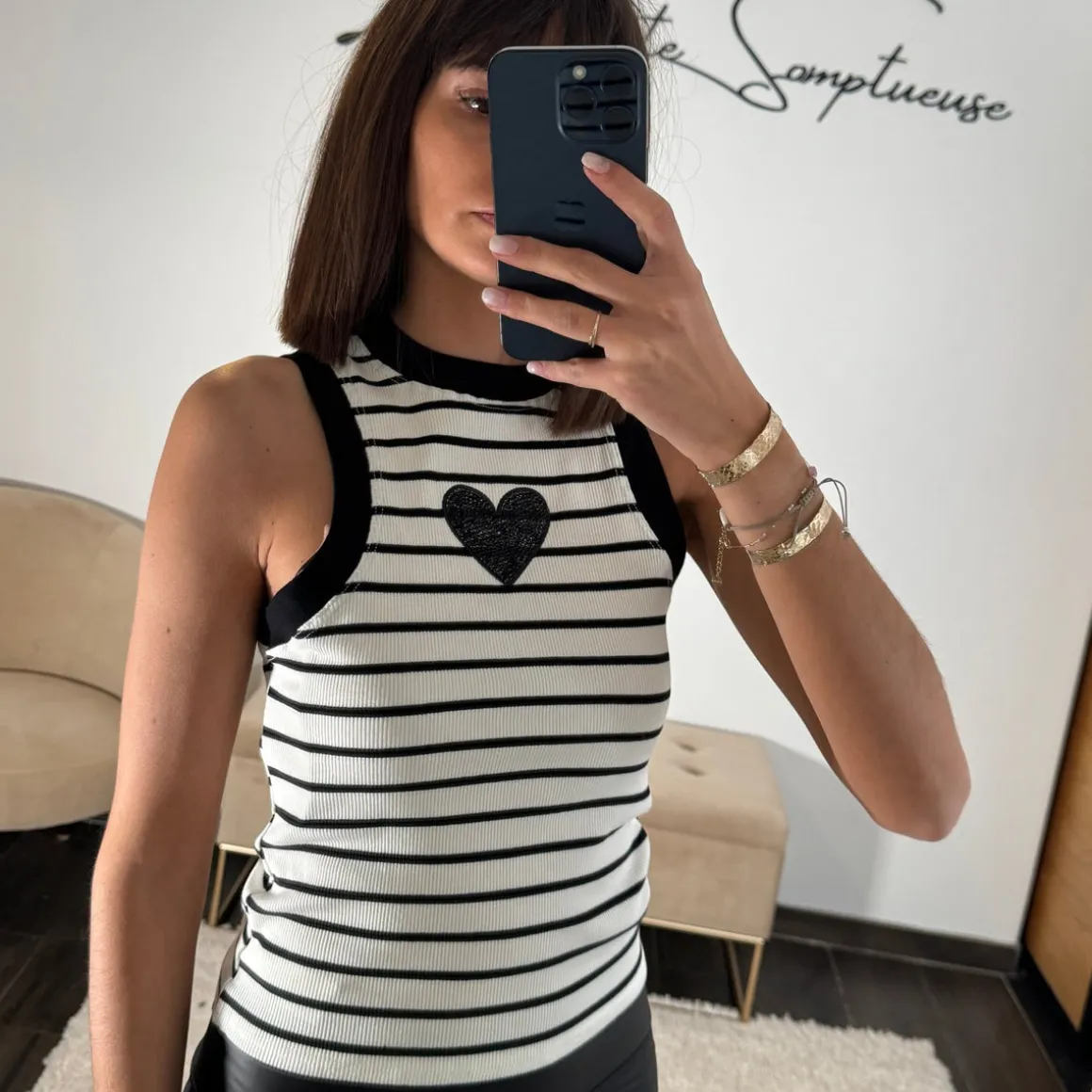 DEBARDEUR BLANC COEUR NOIR JOY