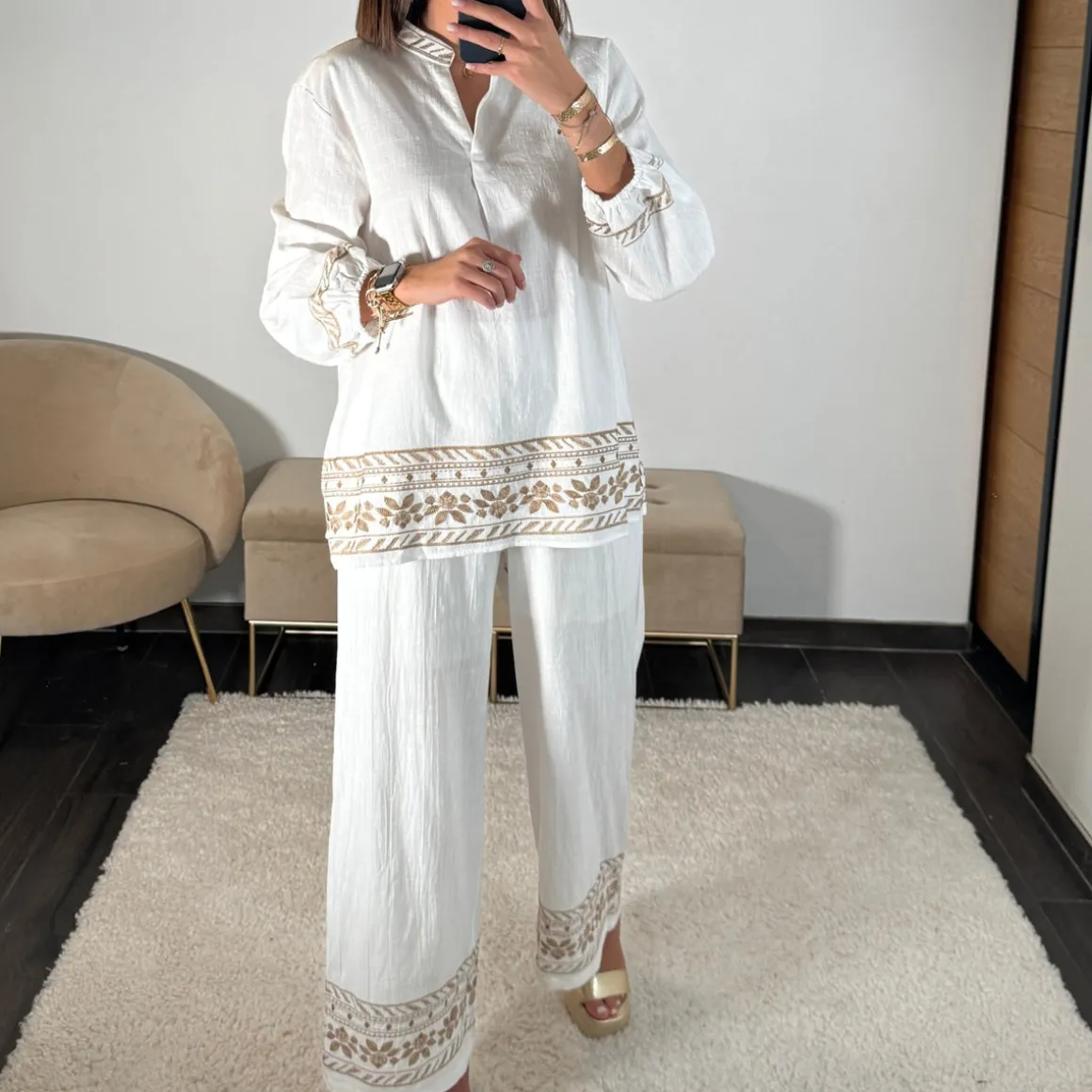 ENSEMBLE BLANC LIN NORA