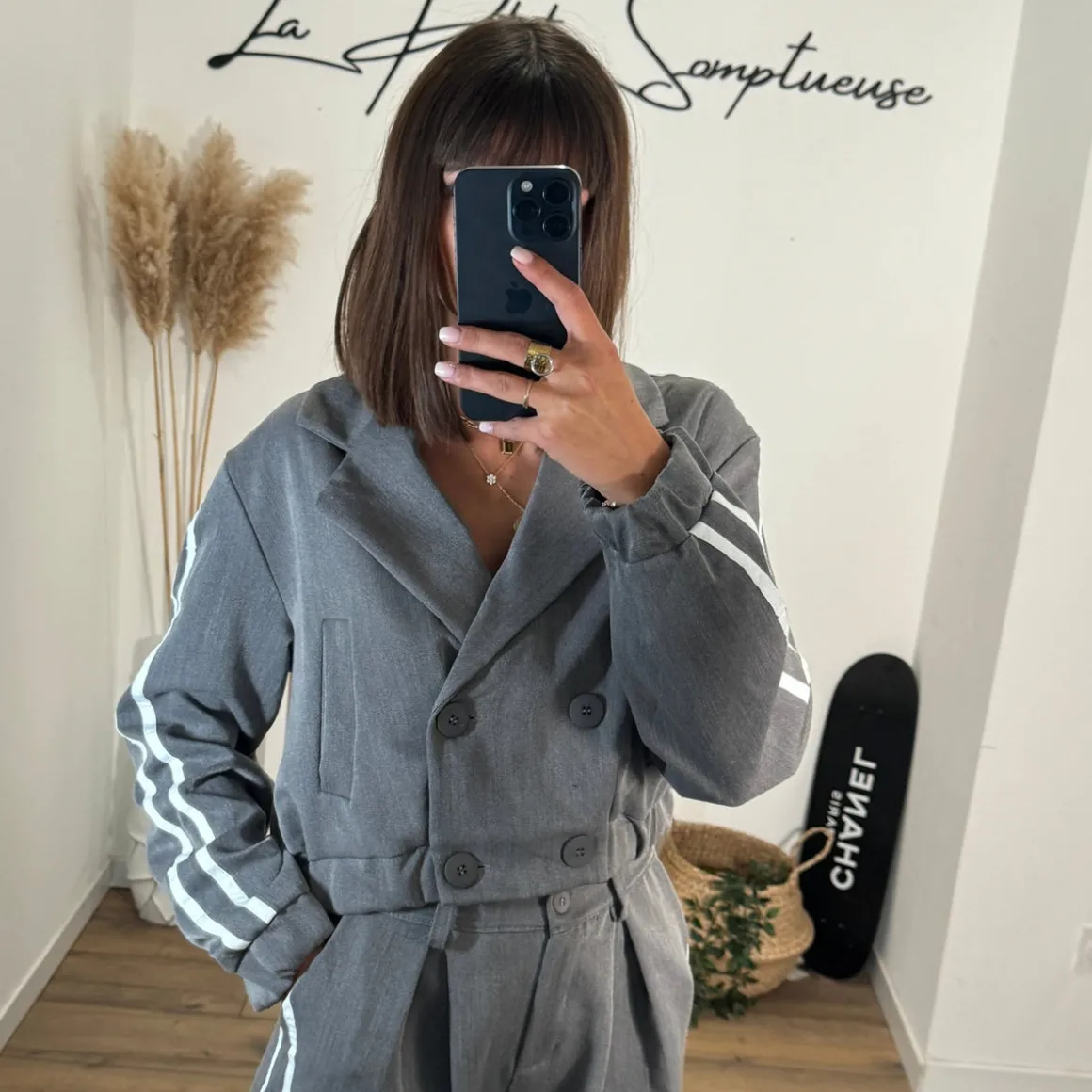 ENSEMBLE BLAZER STREETWEAR GRIS