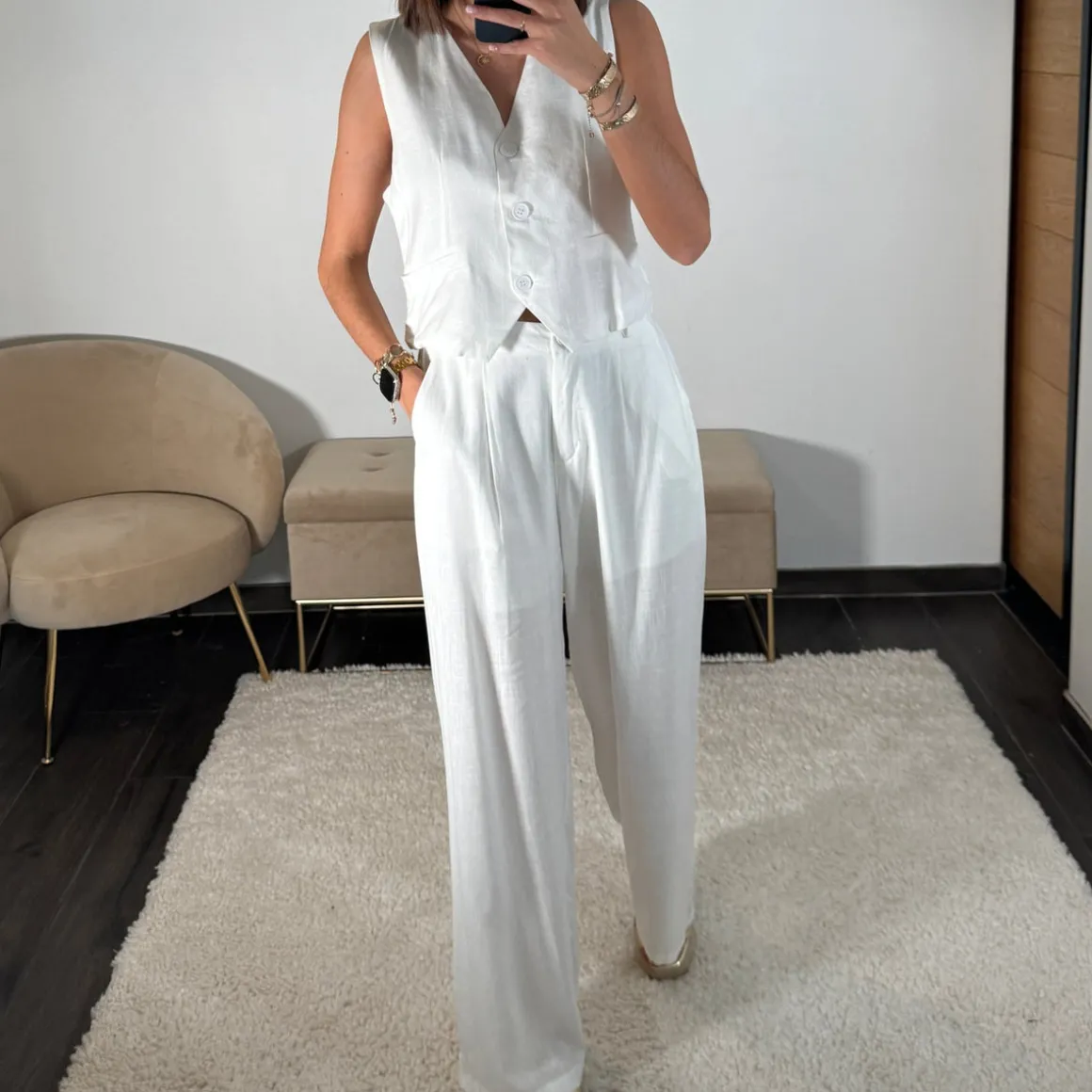 ENSEMBLE EN LIN BLANC YANA