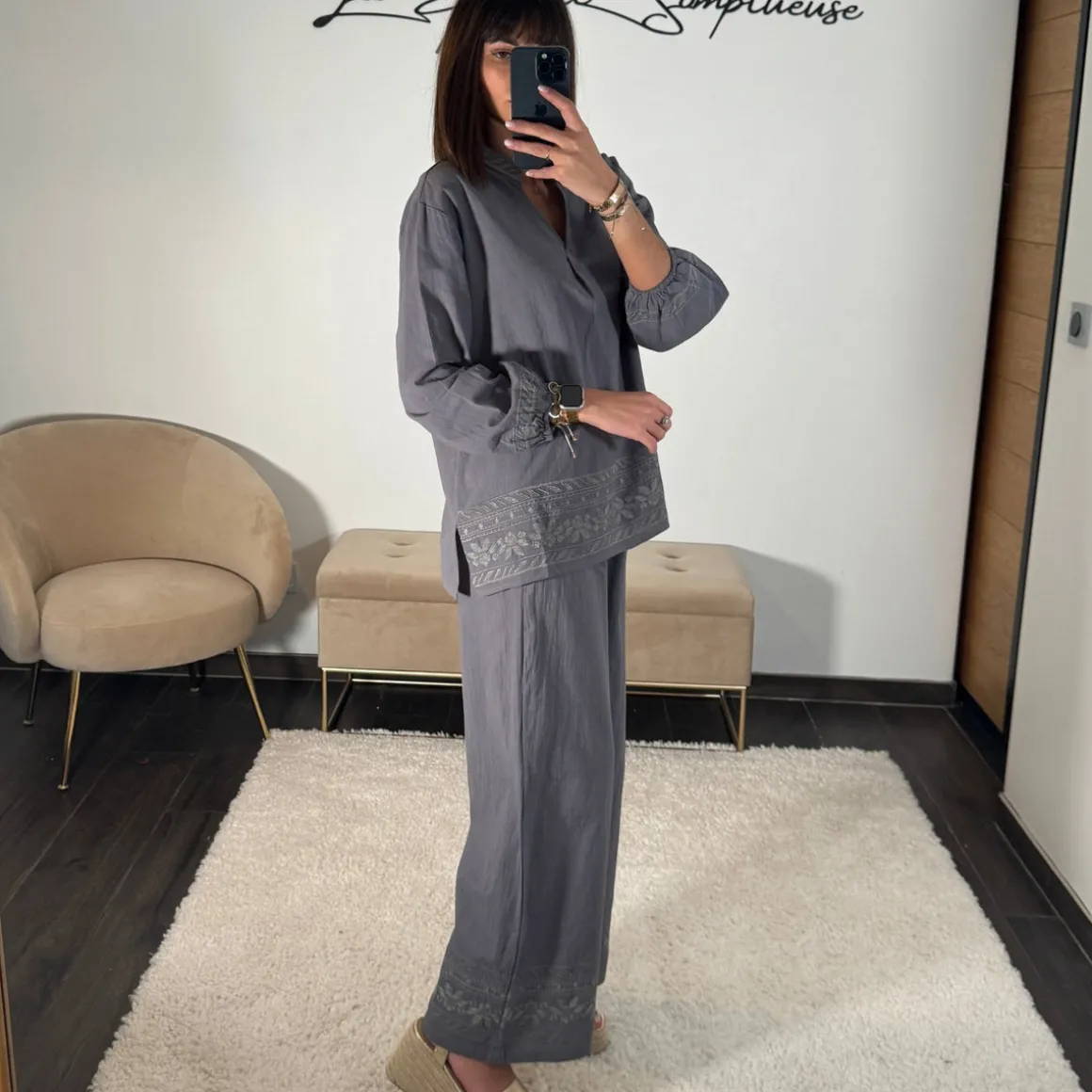 ENSEMBLE GRIS LIN NORA