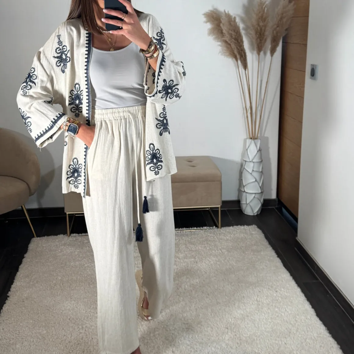 ENSEMBLE LIN BLEU CALLA