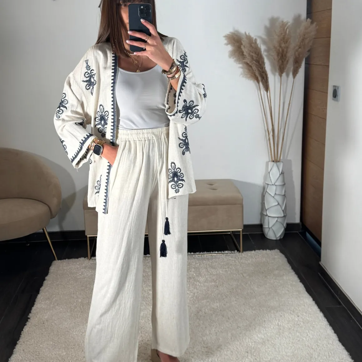 ENSEMBLE LIN BLEU CALLA