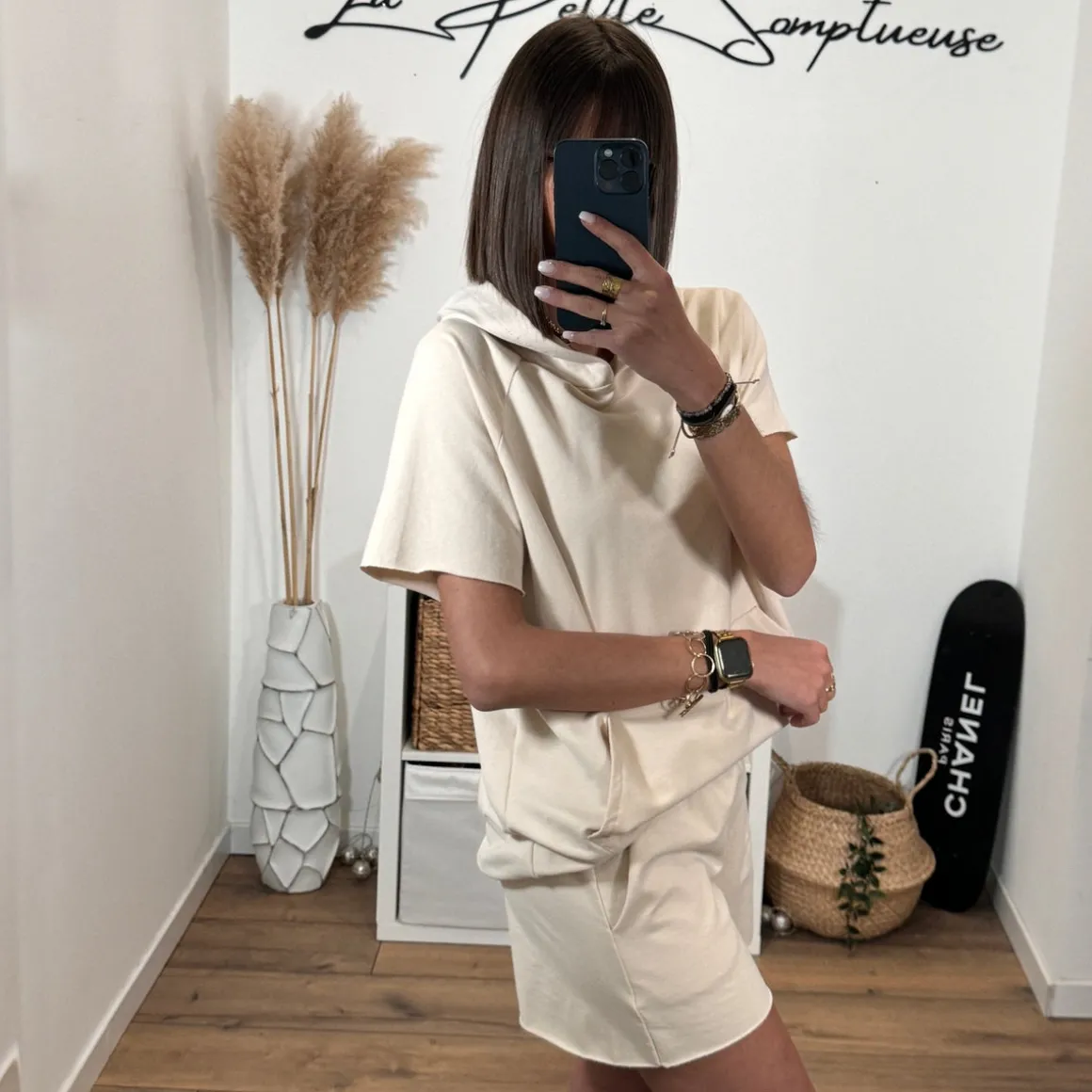 ENSEMBLE SWEAT + SHORT BEIGE