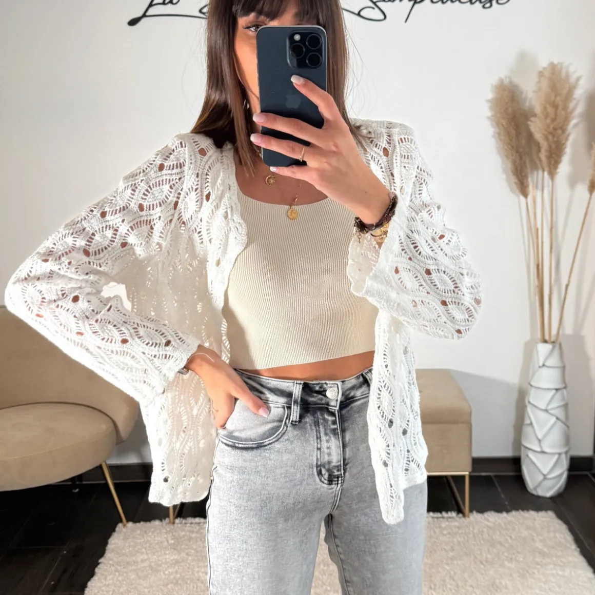 GILET EN CROCHET BLANC ERINA