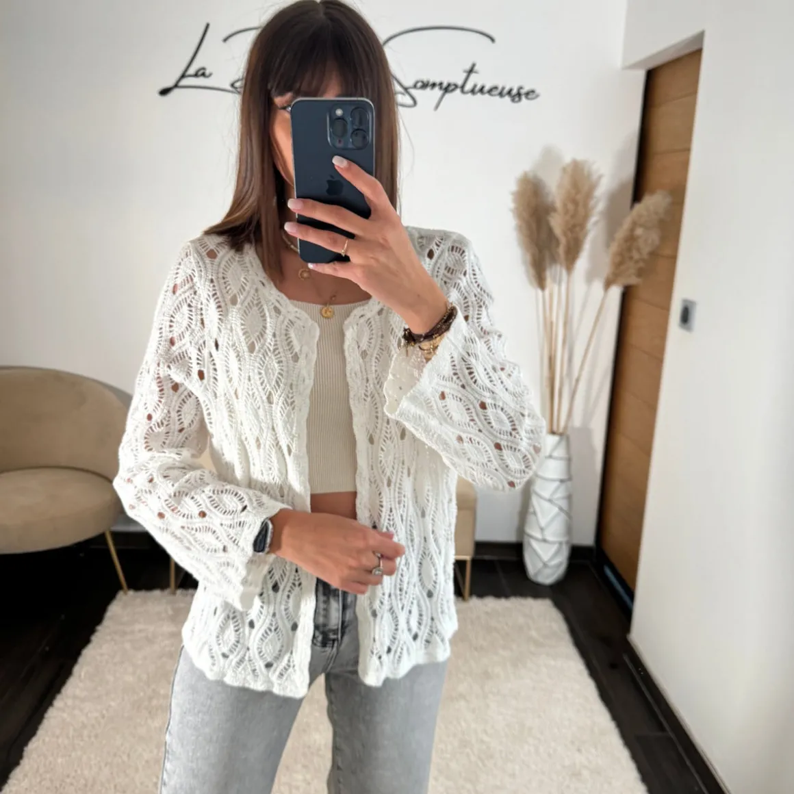 GILET EN CROCHET BLANC ERINA