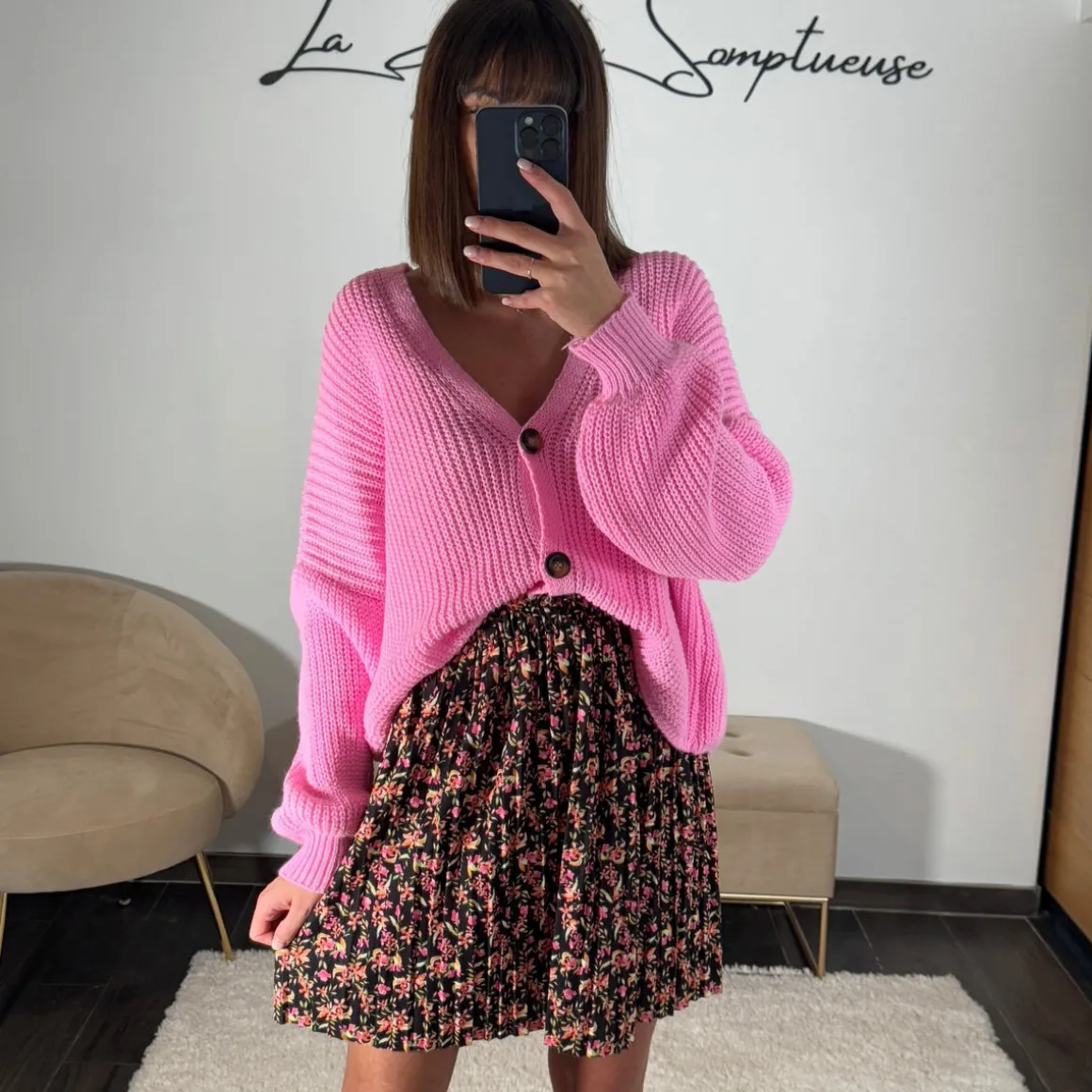 GILET MAILLE BABY ROSE