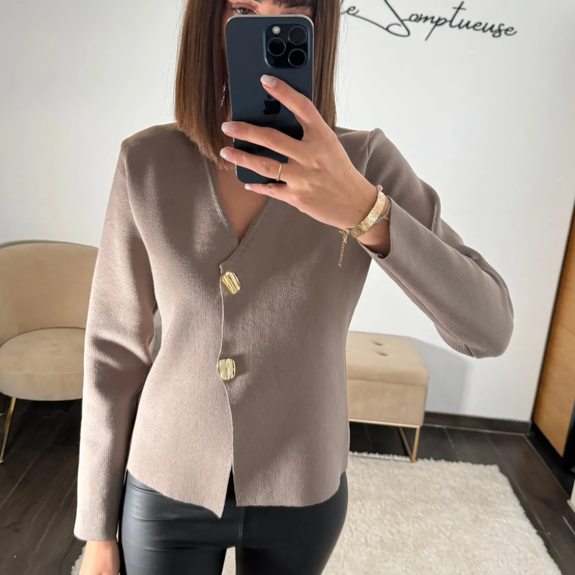 GILET TAUPE MOKA