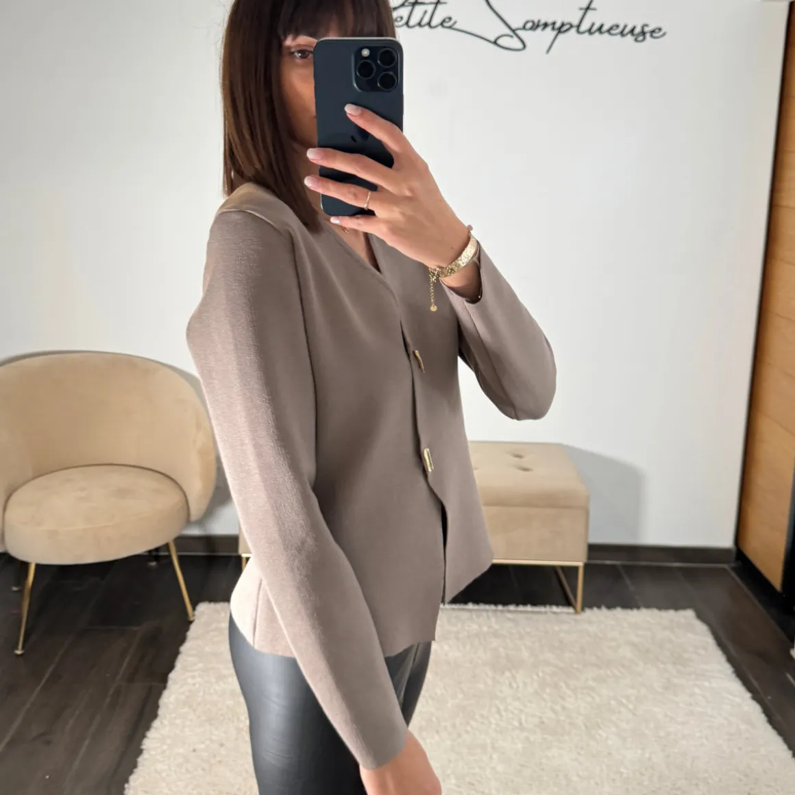 GILET TAUPE MOKA