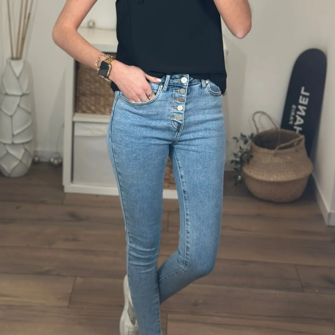 JEAN SKINNY BLEU BOUTONS JORYS