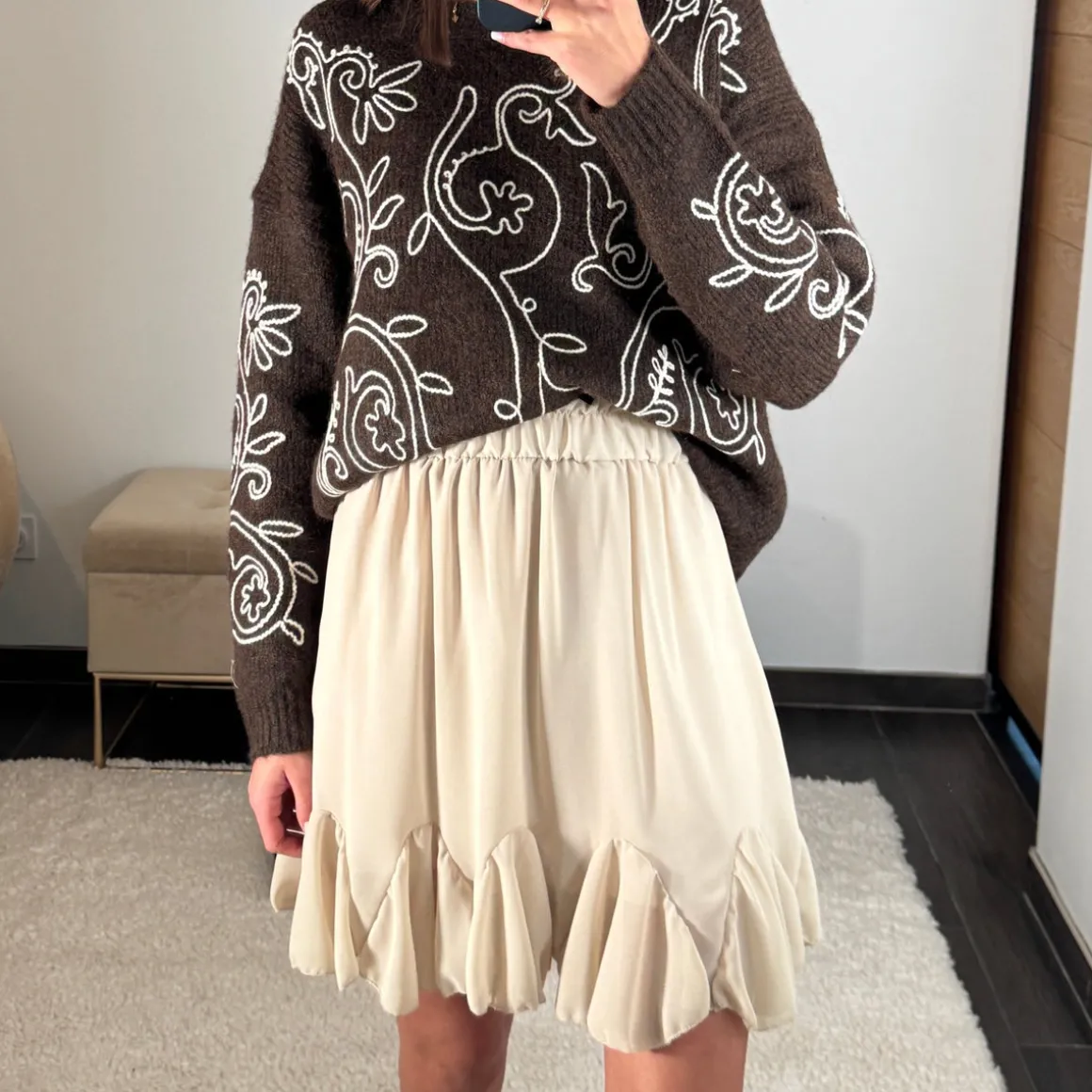JUPE FLUIDE BEIGE CLEMENCE