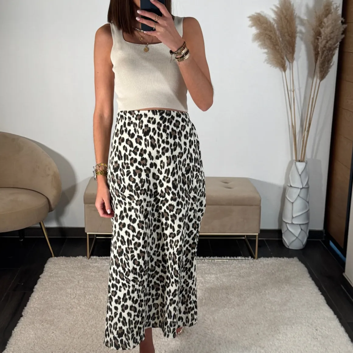 JUPE GAZE DE COTON LEOPARD