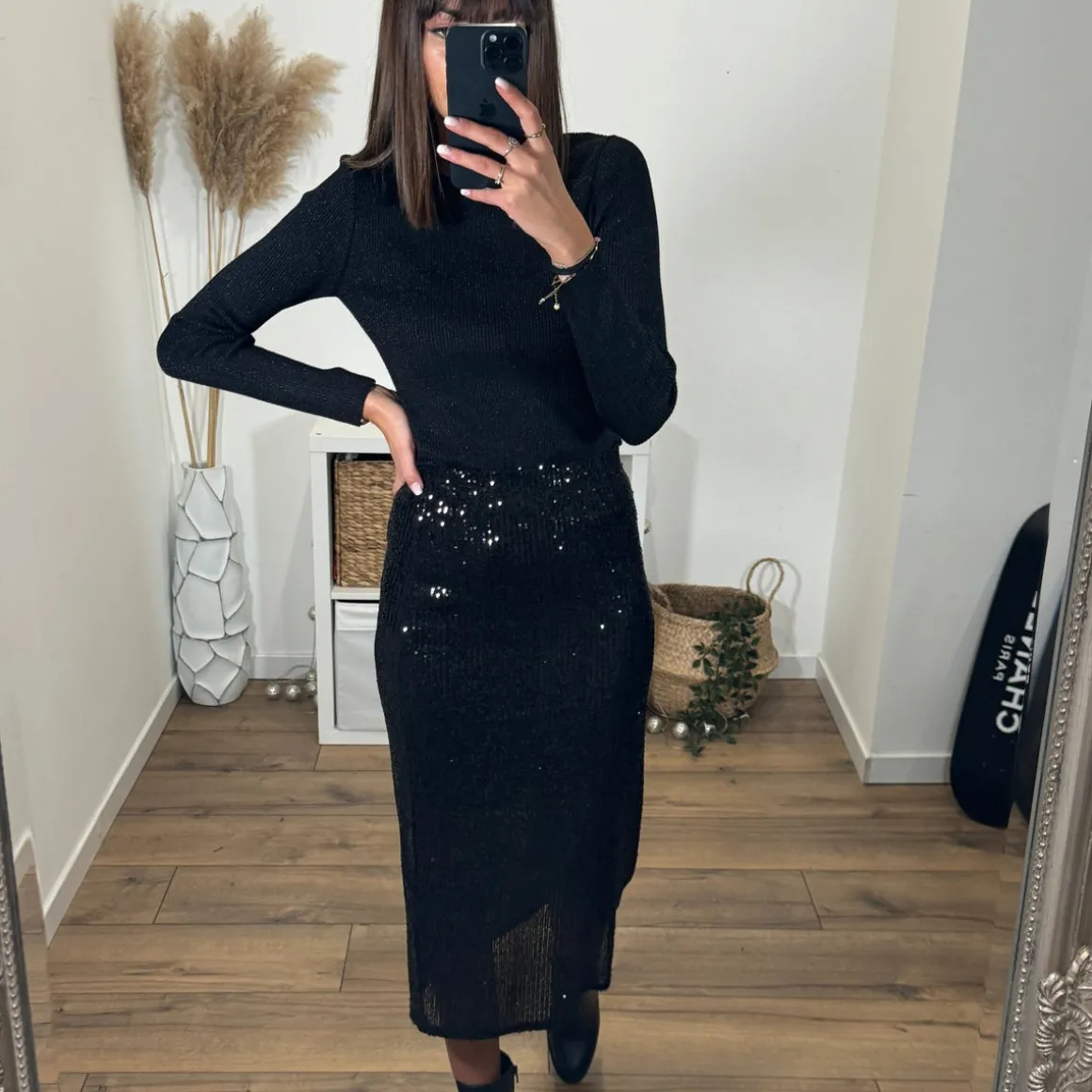JUPE NOIRE SEQUINS LARA
