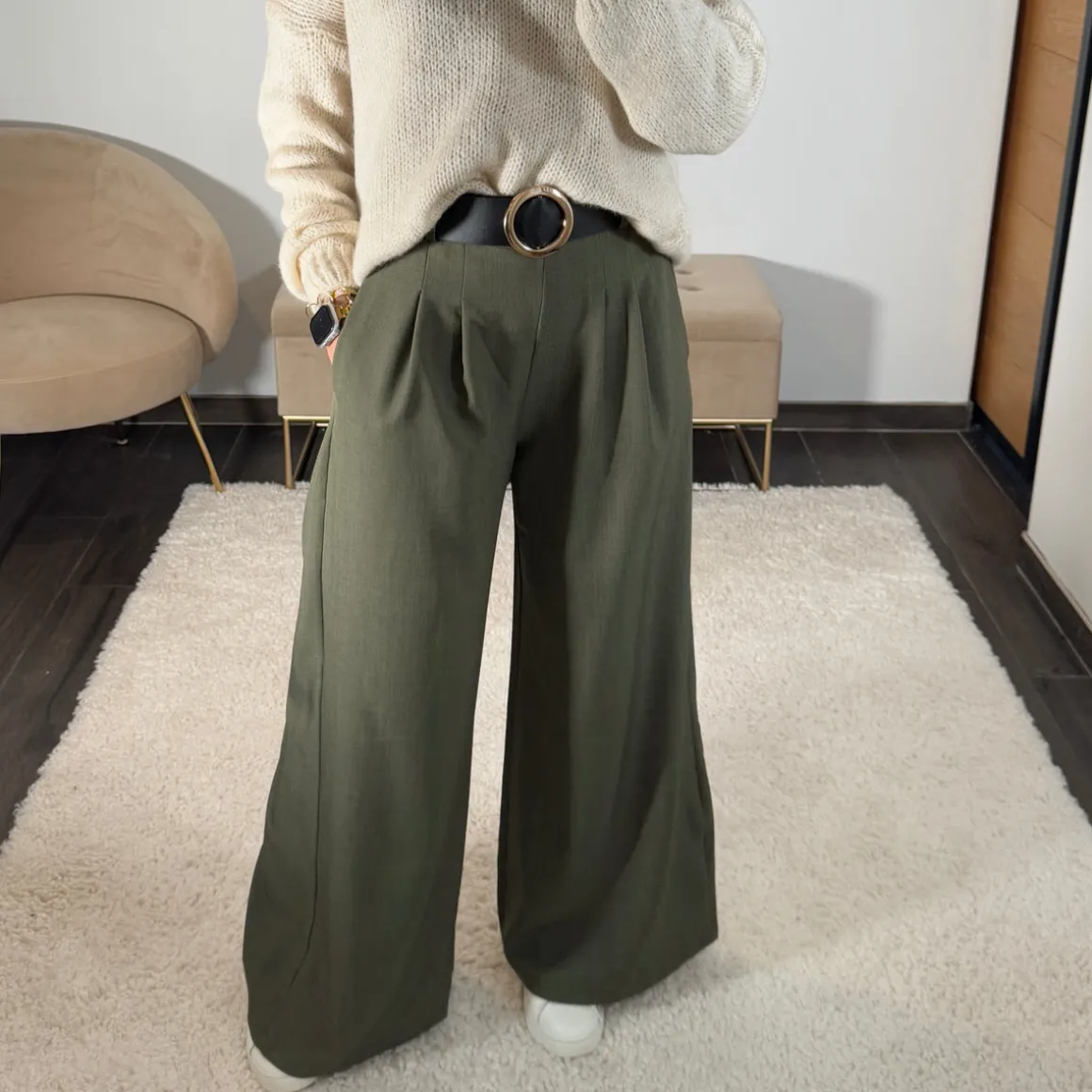 PANTALON CEINTURE KAKI PAUL