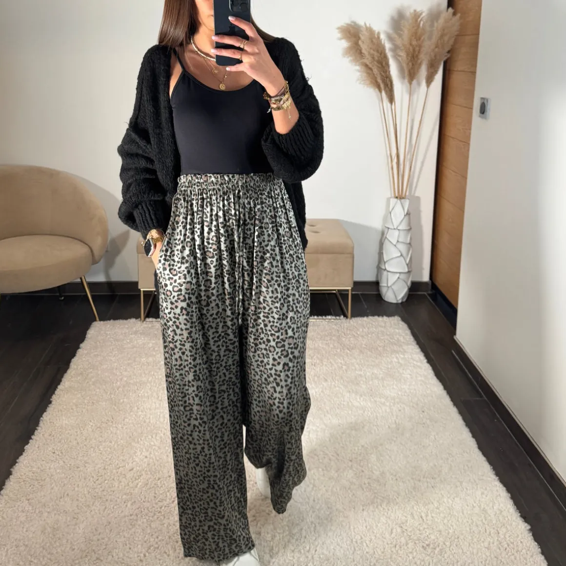 PANTALON LEOPARD KAKI DOLLY
