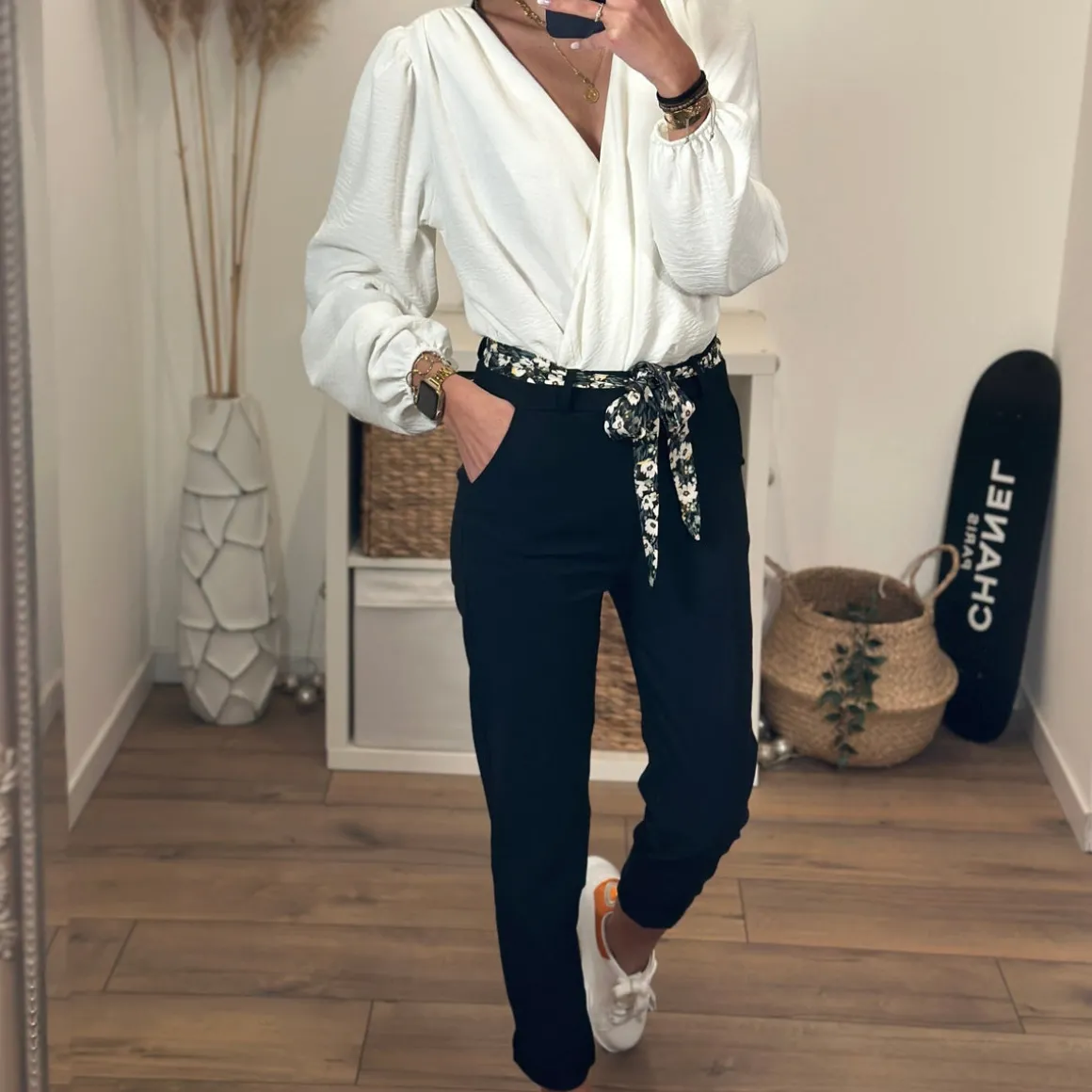 PANTALON NOIR FOULARD DIEGO
