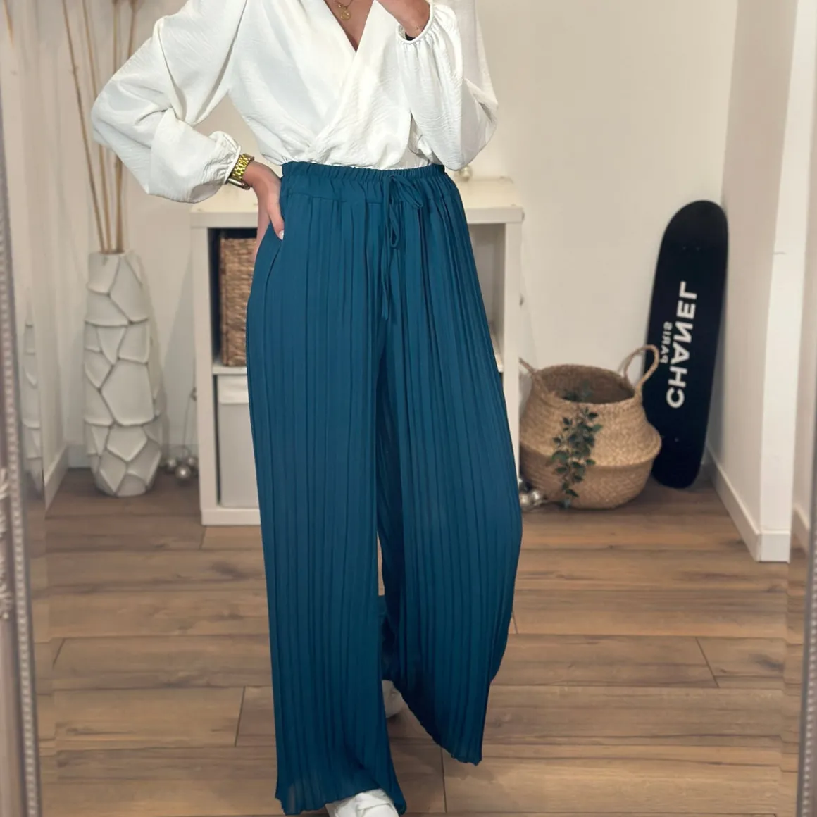 PANTALON PLISSÉ FLUIDE BLEU GASPARD