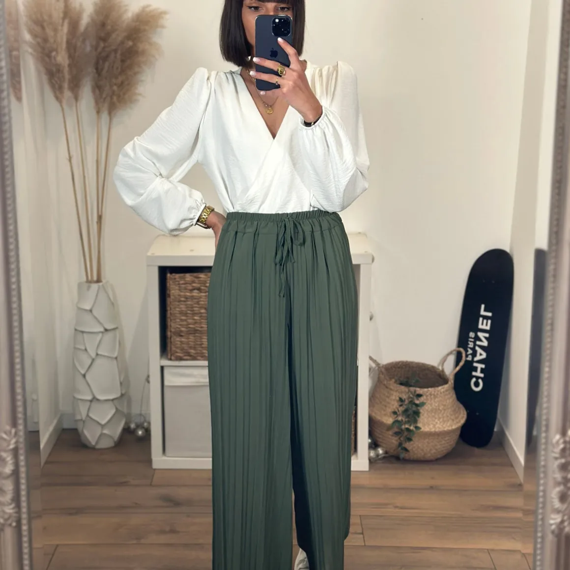 PANTALON PLISSÉ FLUIDE KAKI GASPARD