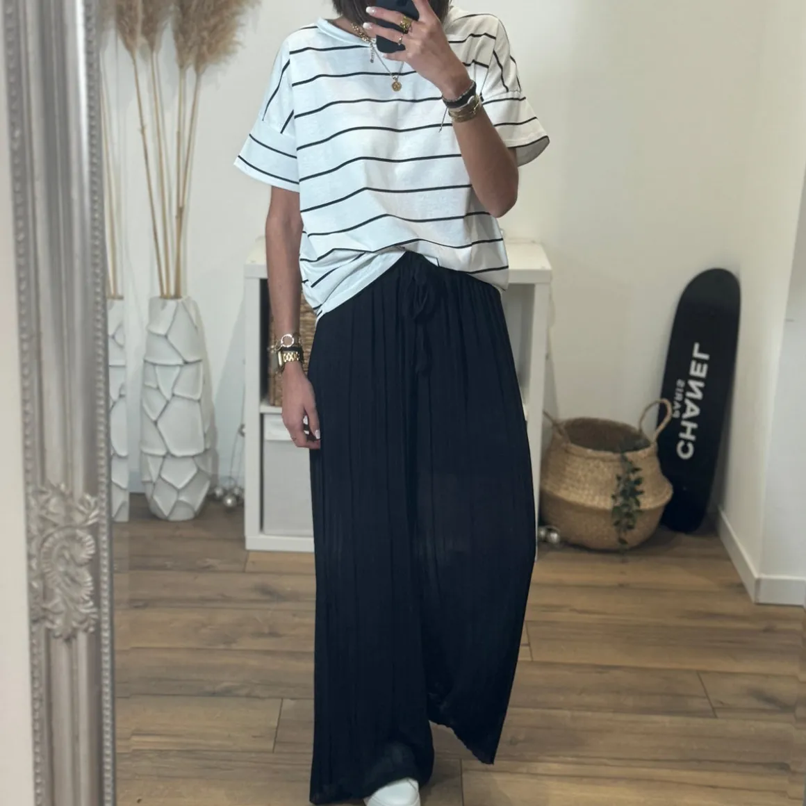 PANTALON PLISSÉ FLUIDE NOIR GASPARD