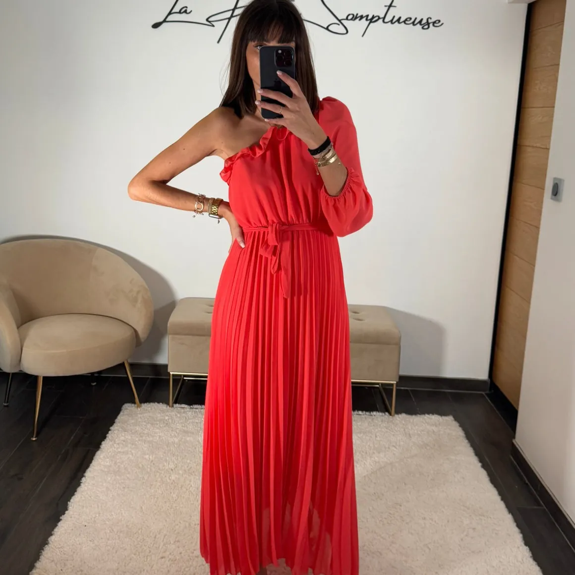 ROBE ASYMETRIQUE CORAIL PERRINE