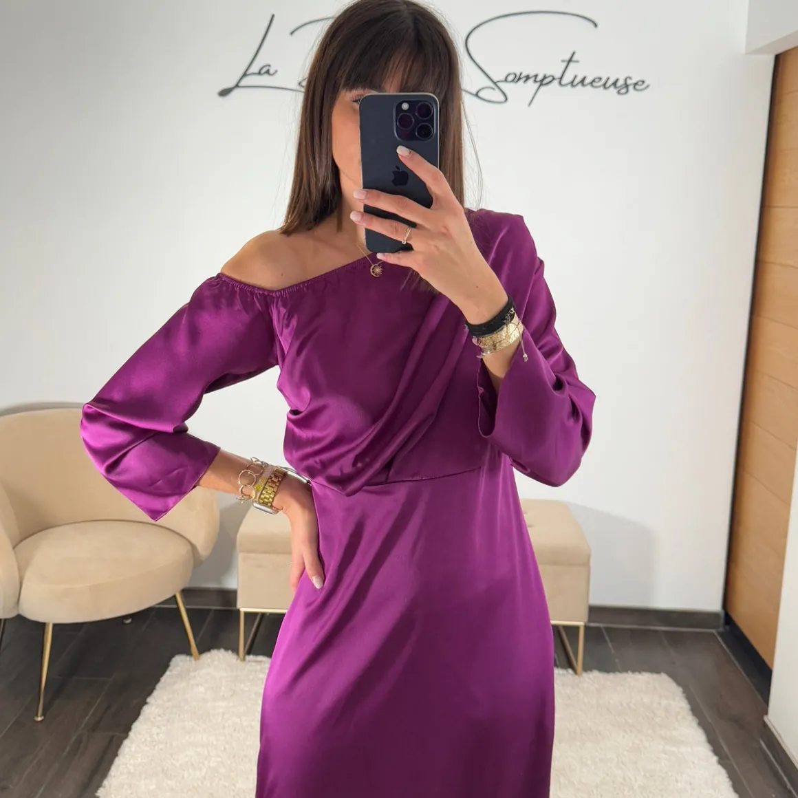 ROBE ASYMETRIQUE MAUVE EMMY