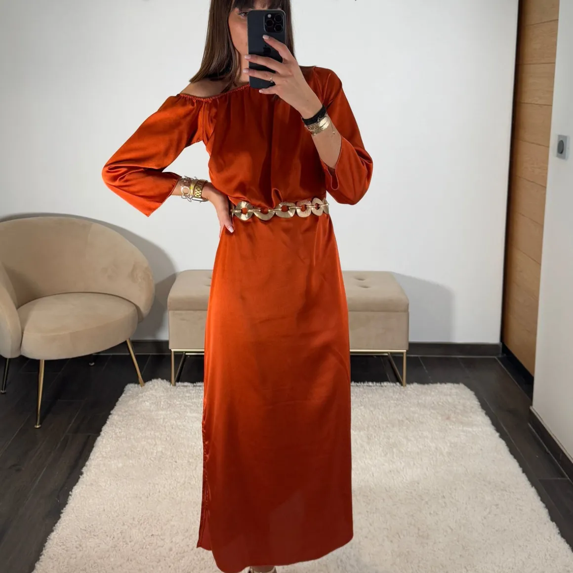 ROBE ASYMETRIQUE TERRACOTTA EMMY