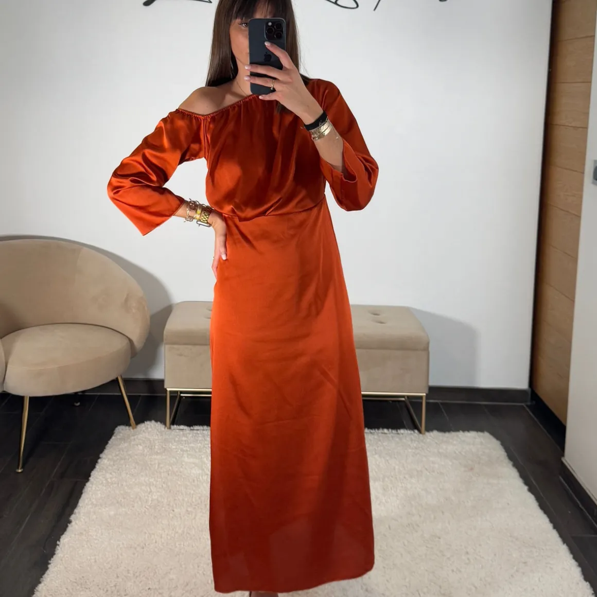 ROBE ASYMETRIQUE TERRACOTTA EMMY