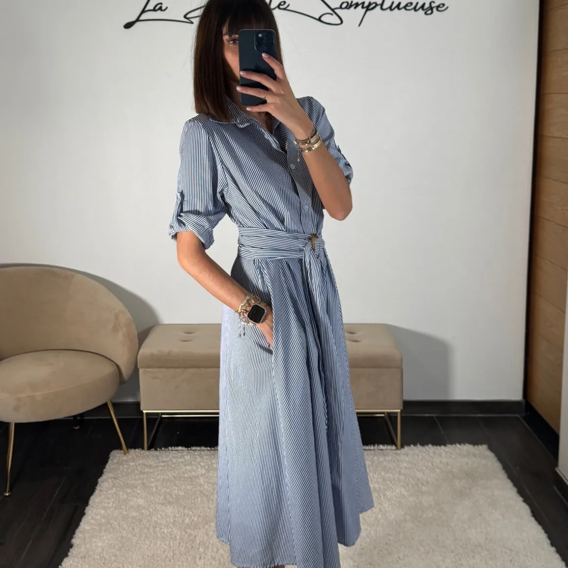 ROBE BLEU RAYE MARINE