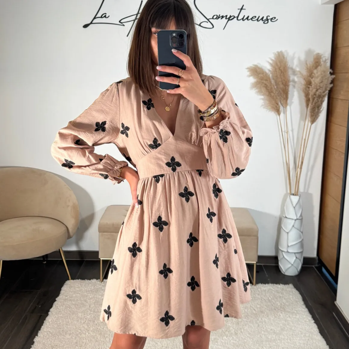 ROBE CAMEL FLOWERS BLACK