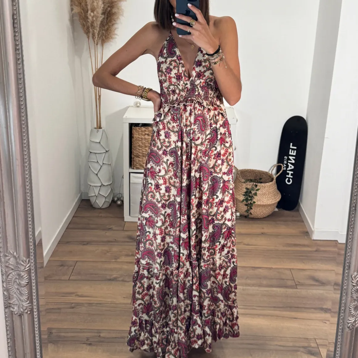 ROBE DOS NU IMPRIME ROSE MAEVA