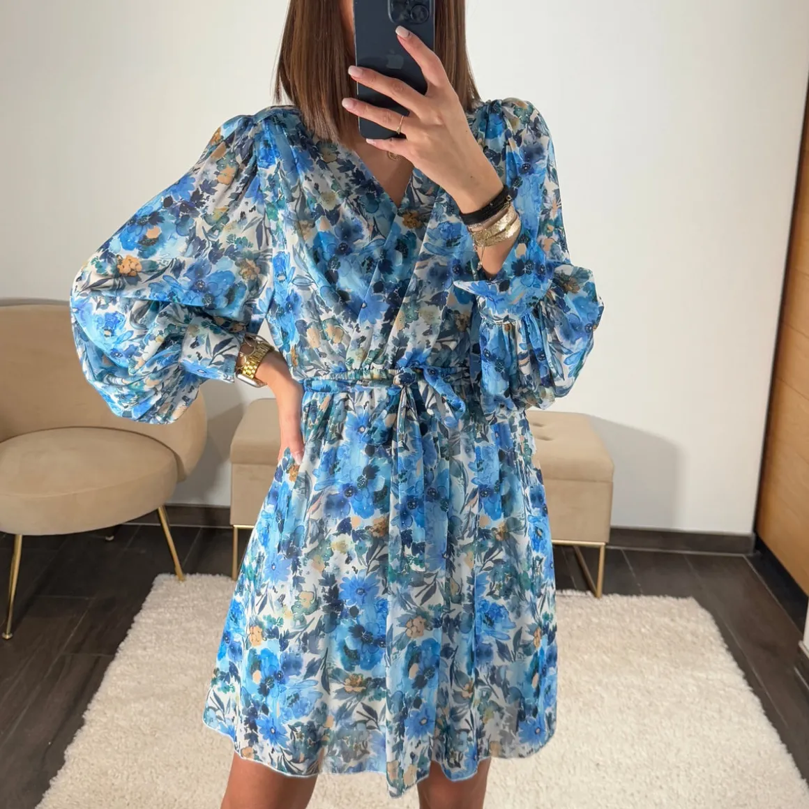 ROBE FLEURIE BLEU ANDREA