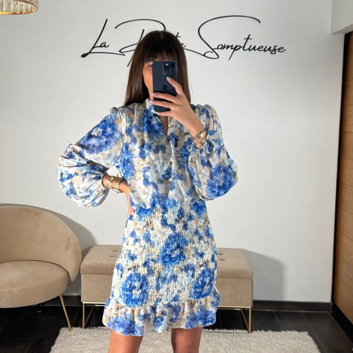 ROBE FLEURIE BLEU AZIA